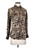 LINE Animal Print Brown Long Sleeve Blouse Size XS - photo 1