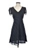 H&M 100% Polyester Polka Dots Black Blue Casual Dress Size 2 - photo 1