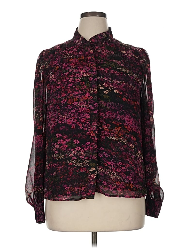 Pre-owned Cece Long Sleeve Blouse In Burgundy