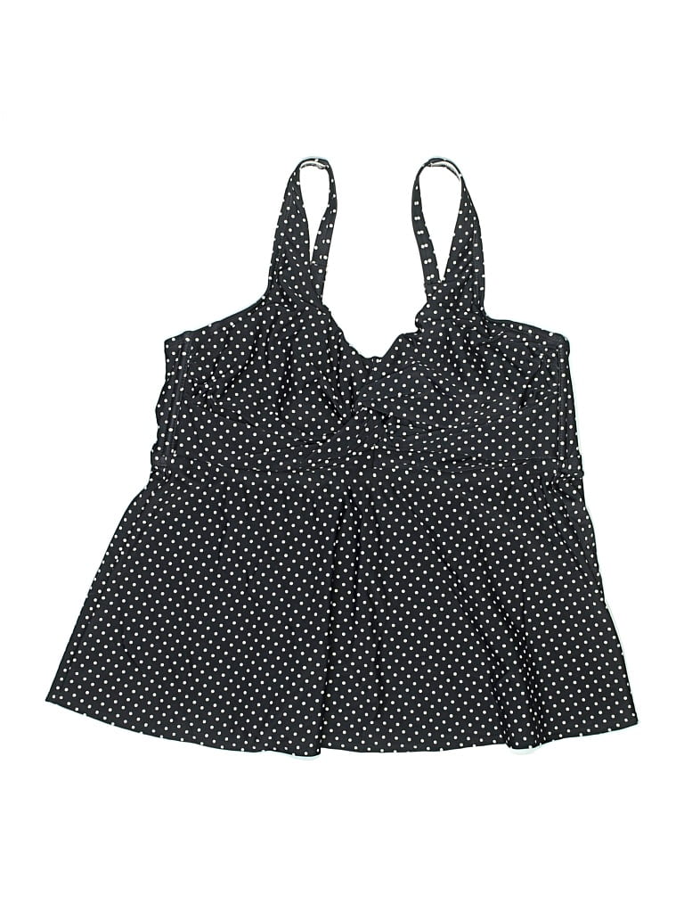 Pre-owned Shade & Shore Swimsuit Top Black Polka Dots Pattern Swimwear