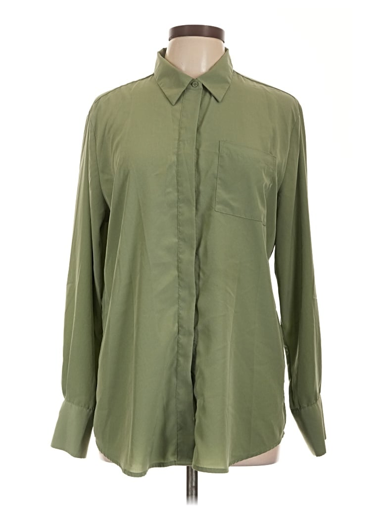Pre-owned Nine West Long Sleeve Blouse In Green