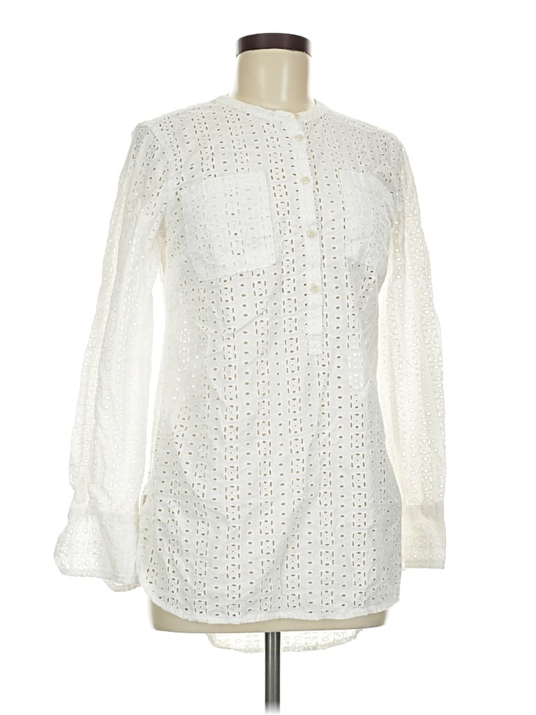 Pre-owned Merona Long Sleeve Blouse In Ivory