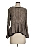 Zara Basic Houndstooth Brown Long Sleeve Blouse Size XS - photo 1