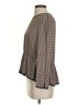 Zara Basic Houndstooth Brown Long Sleeve Blouse Size XS - photo 5