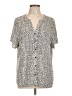 Amazon Essentials 100% Viscose Animal Print Ivory Short Sleeve Blouse Size L - photo 1
