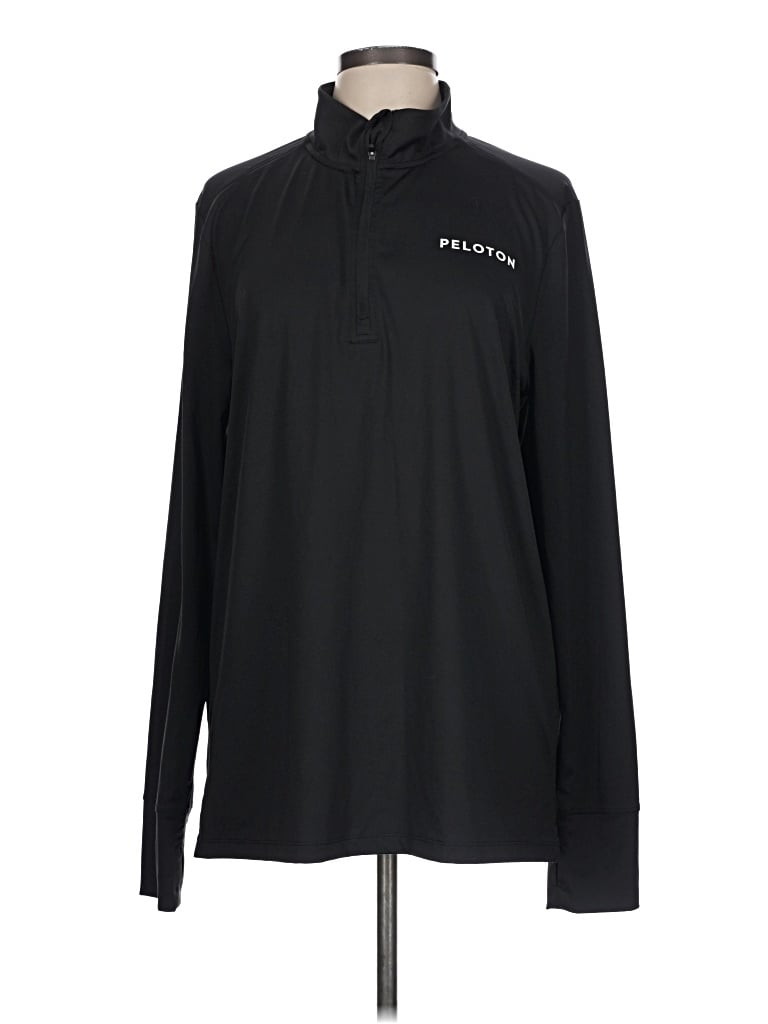Pre-owned Peloton Long Sleeve Top Black Mock Neckline Tops