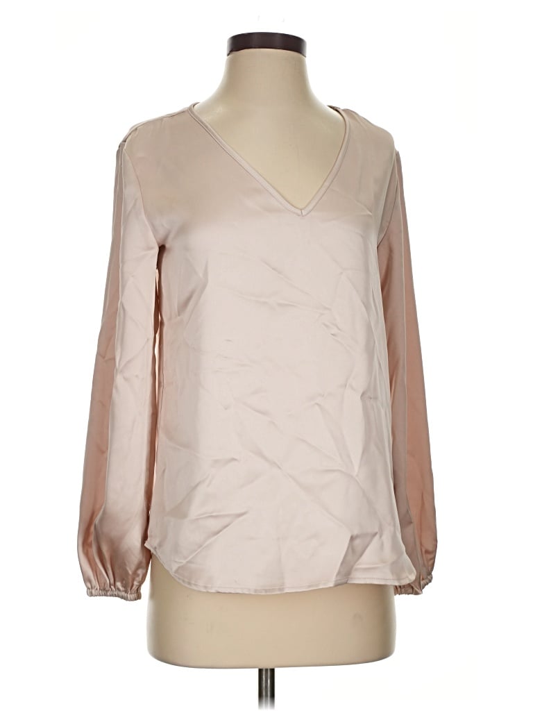 Pre-owned Nicole Miller Long Sleeve Blouse In Tan