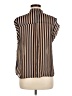 Moon Collection Stripes Brown Sleeveless Button-Down Shirt Size M - photo 2