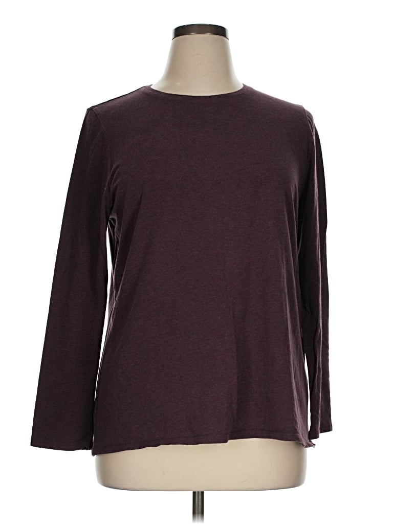 Pre-owned Purejill 3/4 Sleeve T-shirt In Burgundy