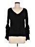 Solitaire 100% Rayon Black Long Sleeve Blouse Size M - photo 1