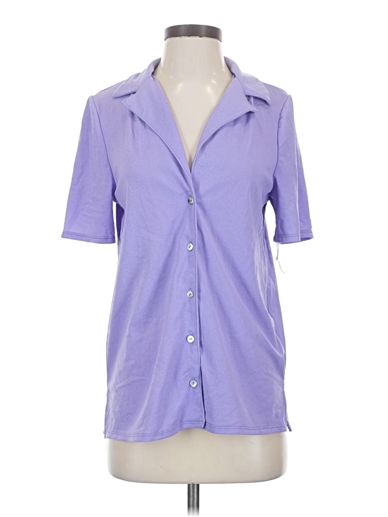 Pre-owned Dippin' Daisy's Swimwear Short Sleeve Button Down Shirt In Purple