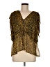 Lea & Viola 100% Polyester Animal Print Gold Short Sleeve Blouse Size M - photo 1