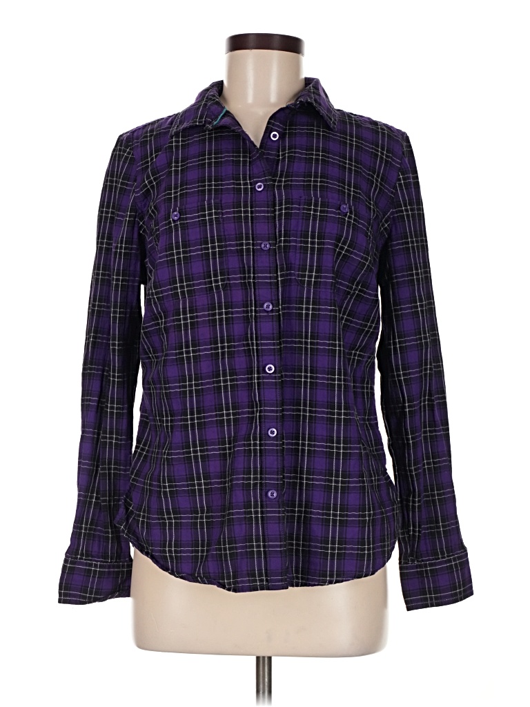 Pre-owned St. John's Bay Long Sleeve Button Down Shirt In Purple