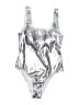 Summer Mae Metallic Silver Black One Piece Swimsuit Size M - photo 1