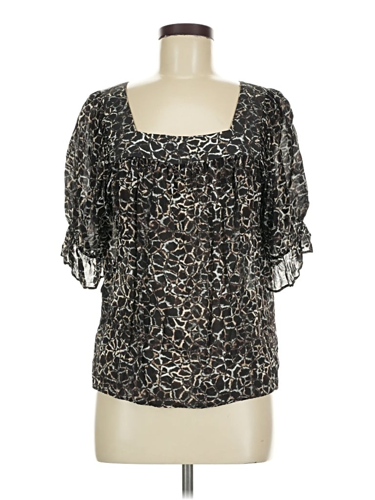 Pre-owned Karen Kane Short Sleeve Blouse In Black