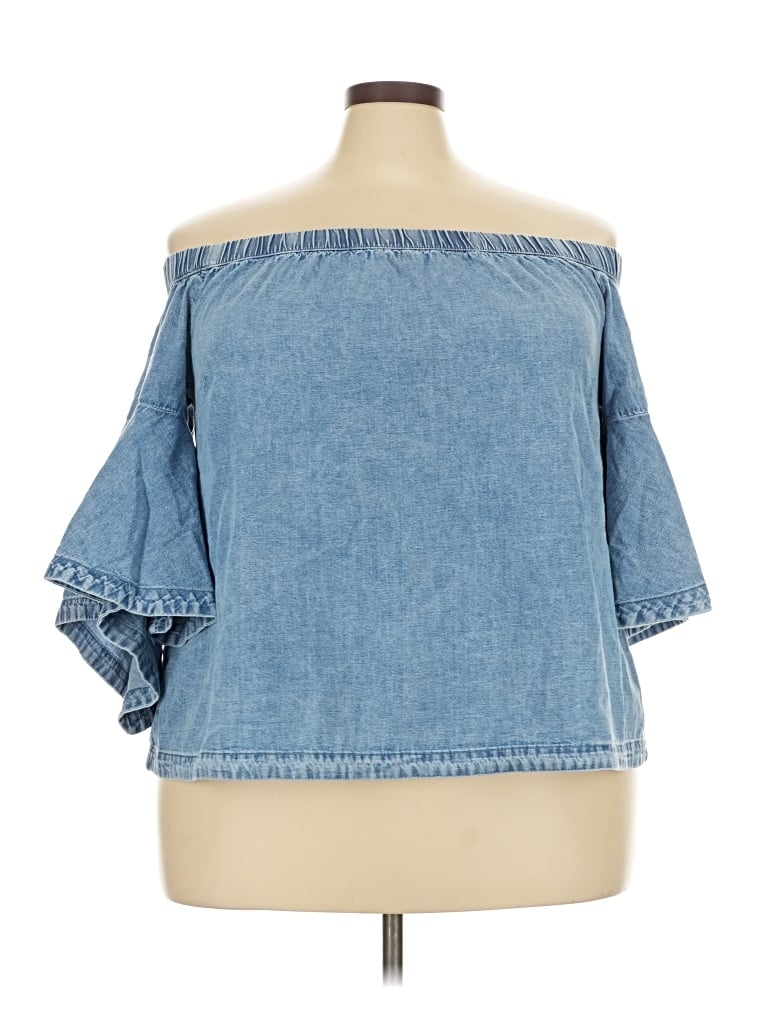 Pre-owned Lane Bryant 3/4 Sleeve Blouse In Blue