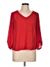 Lily White Red 3/4 Sleeve Blouse Size L - photo 1