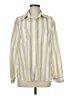 Unbranded 100% Polyester Stripes Yellow Green Long Sleeve Blouse Size M - photo 1