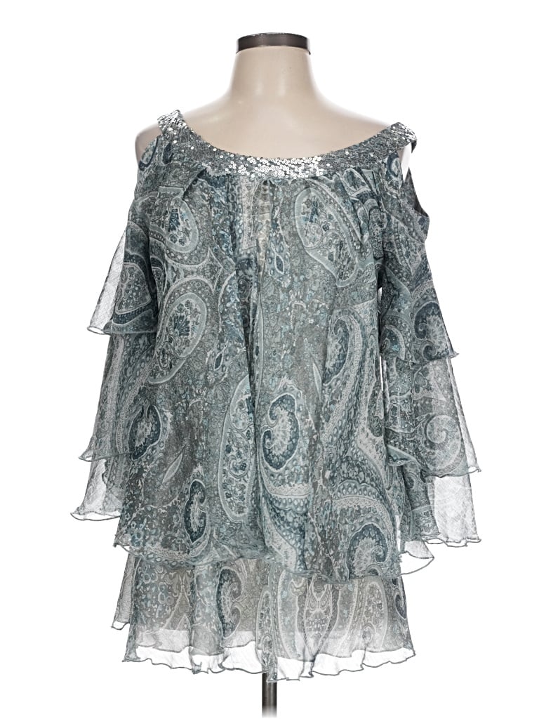 Pre-owned Assorted Brands 3/4 Sleeve Blouse In Silver