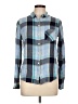 SO 100% Rayon Plaid Blue Long Sleeve Button-Down Shirt Size L - photo 1