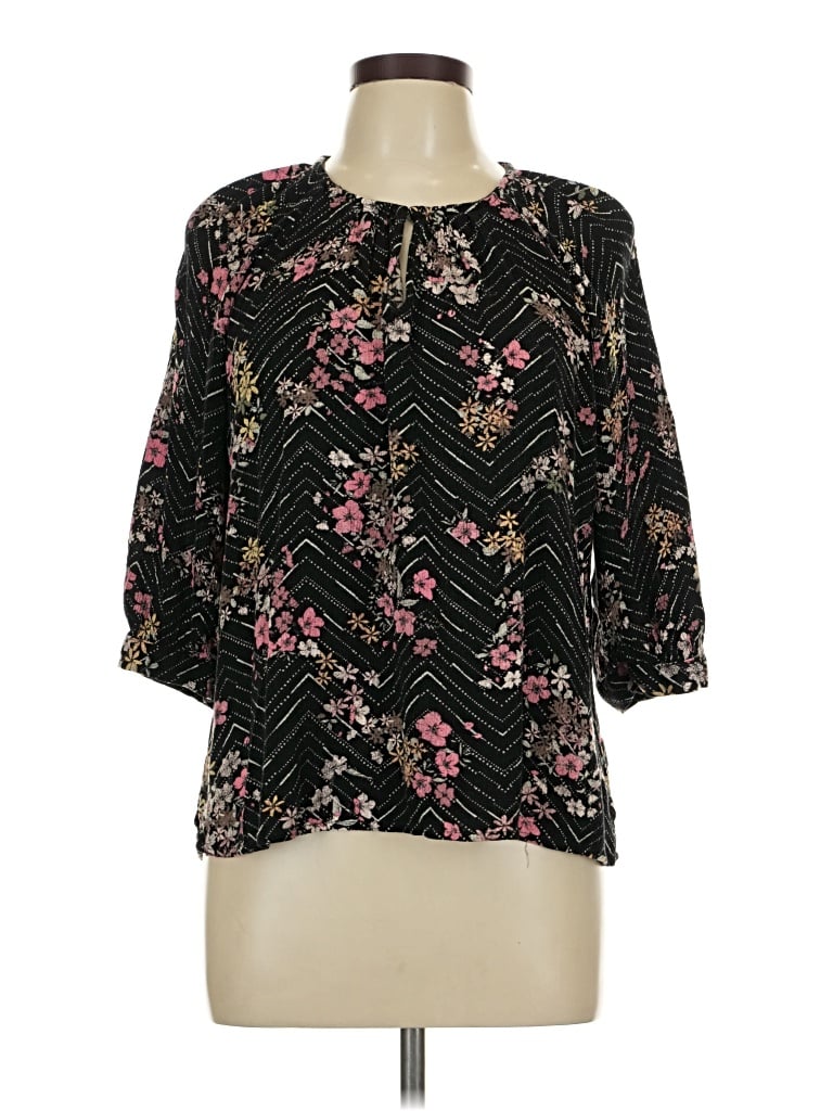 Pre-owned Maurices 3/4 Sleeve Blouse In Black