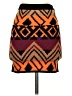 Torn by Ronny Kobo 100% Wool Argyle Aztec Or Tribal Print Orange Wool Skirt Size S - photo 2