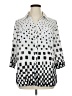 Elementz 100% Polyester Polka Dots Silver 3/4 Sleeve Blouse Size 1X - photo 1