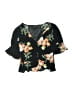 Topshop Floral Black 3/4 Sleeve Blouse Size 2 - photo 1