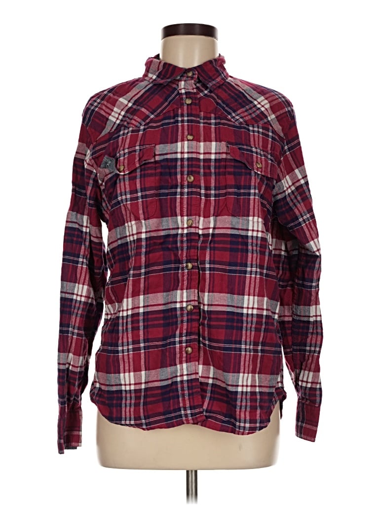 Pre-owned Jachs Girlfriend Long Sleeve Button Down Shirt In Burgundy