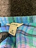 L.L.Bean 100% Linen Plaid Blue 3/4 Sleeve Button-Down Shirt Size M - photo 7