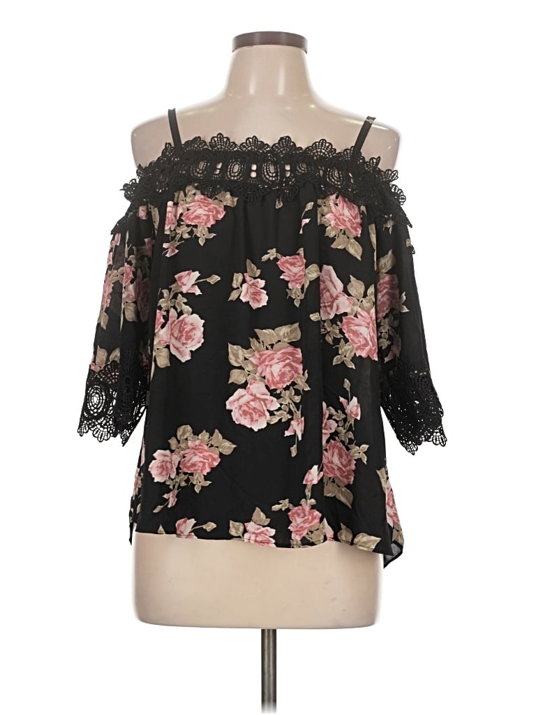 Pre-owned Iz Byer 3/4 Sleeve Blouse In Black