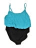 Shape FX Color Block Teal Swimsuit Top Size 22 - photo 1