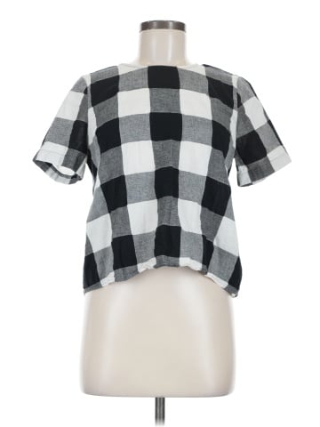 Madewell Boxy Button-Back Top in Gingham Check (view 1)