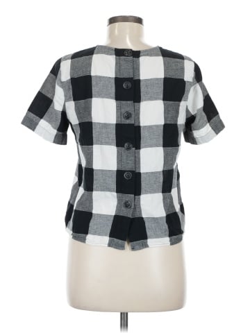Madewell Boxy Button-Back Top in Gingham Check (view 2)