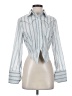 Unbranded 100% Polyester Stripes Blue Long Sleeve Blouse Size XS - photo 1