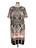 Chico's 100% Polyester Graphic Tan Cocktail Dress Size L - photo 1