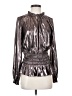 Pookie & Sebastian 100% Polyester Metallic Silver Long Sleeve Blouse Size S - photo 1