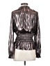 Pookie & Sebastian 100% Polyester Metallic Silver Long Sleeve Blouse Size S - photo 2