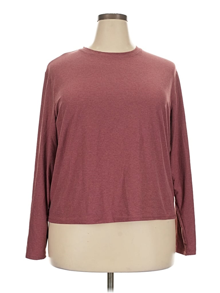 Pre-owned Athletic Works Long Sleeve T-shirt In Burgundy