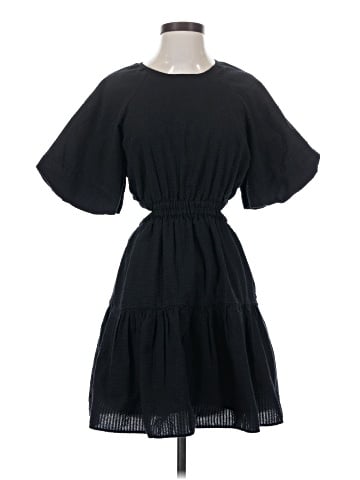 Madewell Seersucker Puff-Sleeve Cutout Mini Dress (view 1)