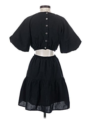 Madewell Seersucker Puff-Sleeve Cutout Mini Dress (view 2)