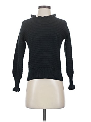 Madewell Ruffle-Neck Pullover Sweater in Cotton-Merino Yarn (view 1)