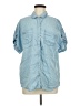 Cato 100% Lyocell Blue Short Sleeve Button-Down Shirt Size M - photo 1
