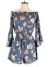 Blush 100% Polyester Floral Blue Romper Size L - photo 1