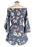 Blush 100% Polyester Floral Blue Romper Size L - photo 2