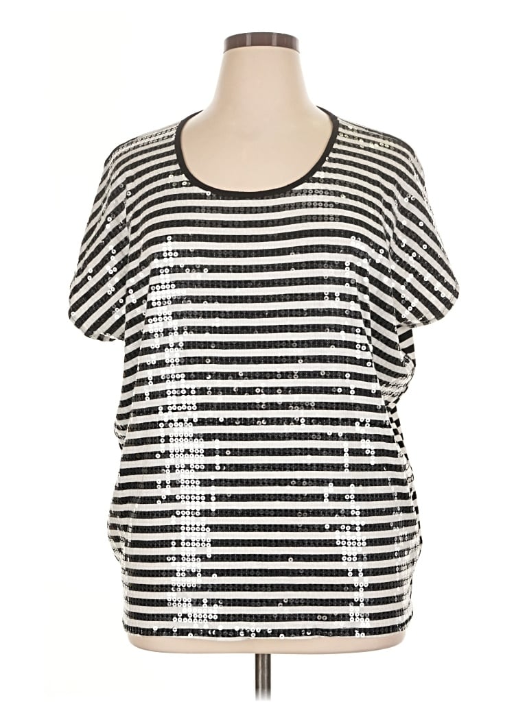 Pre-owned Ruby Rd. Short Sleeve Top Silver Scoop Neck Tops