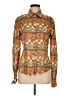 Worth 100% Silk Print Brown Long Sleeve Silk Top Size 6 - photo 1