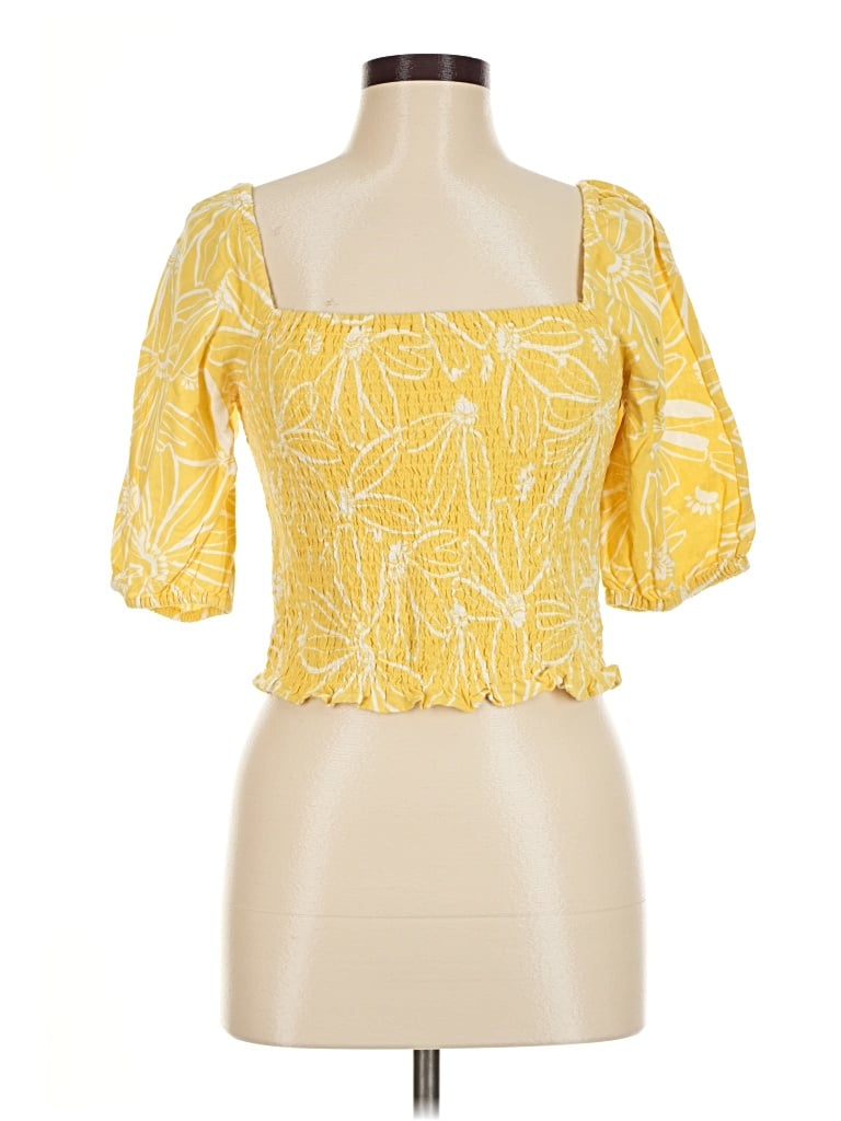 Pre-owned Universal Thread 3/4 Sleeve Blouse In Yellow