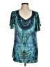 One World Teal Short Sleeve Blouse Size M - photo 1