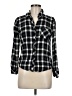dalia 100% Rayon Plaid Black 3/4 Sleeve Button-Down Shirt Size M - photo 1